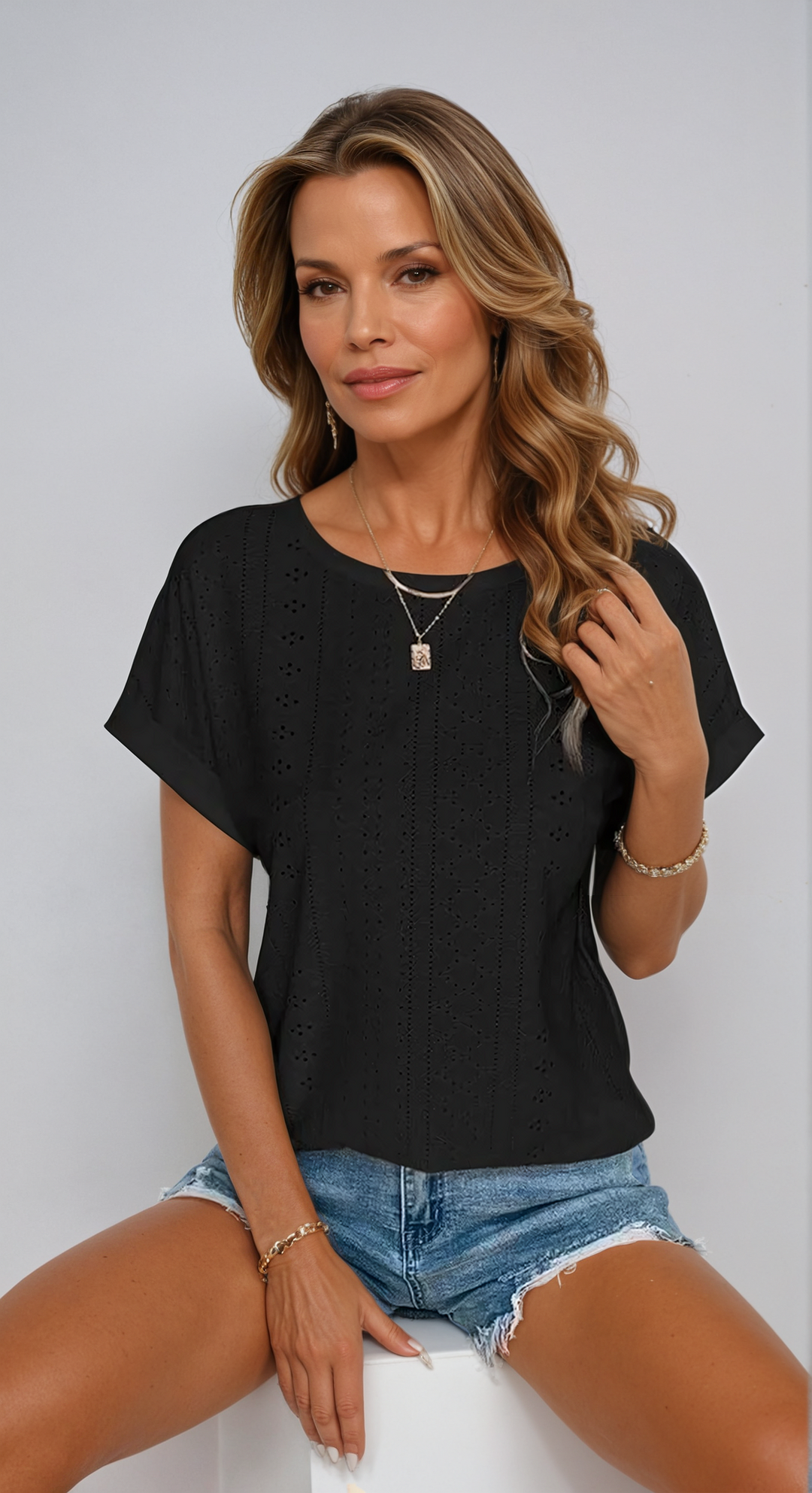 Sienna | Casual Eyelet Top