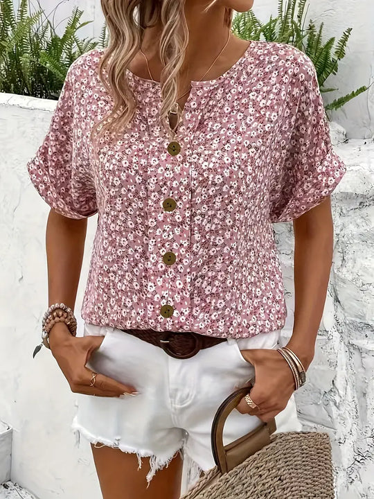 Daphne | Floral Button-Up Blouse