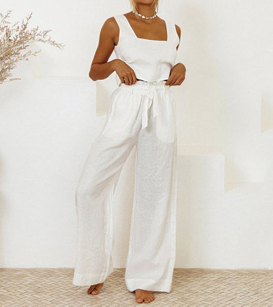 Megan | Minimalist Top and Wide-Leg Pants Set