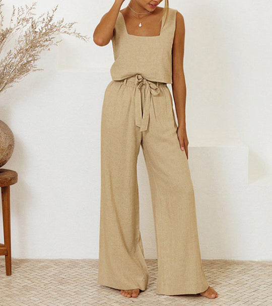 Megan | Minimalist Top and Wide-Leg Pants Set