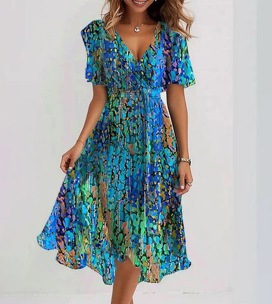 Taylor | Blue Tummy Covering Midi Dress