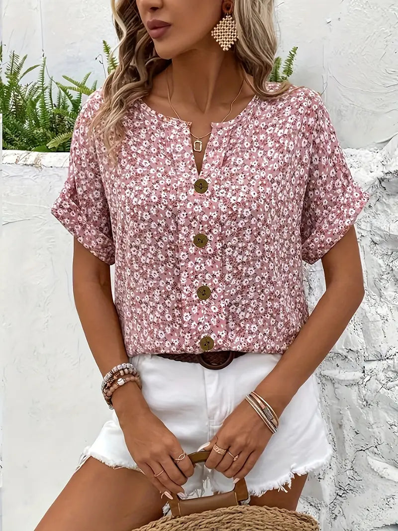 Daphne | Floral Button-Up Blouse