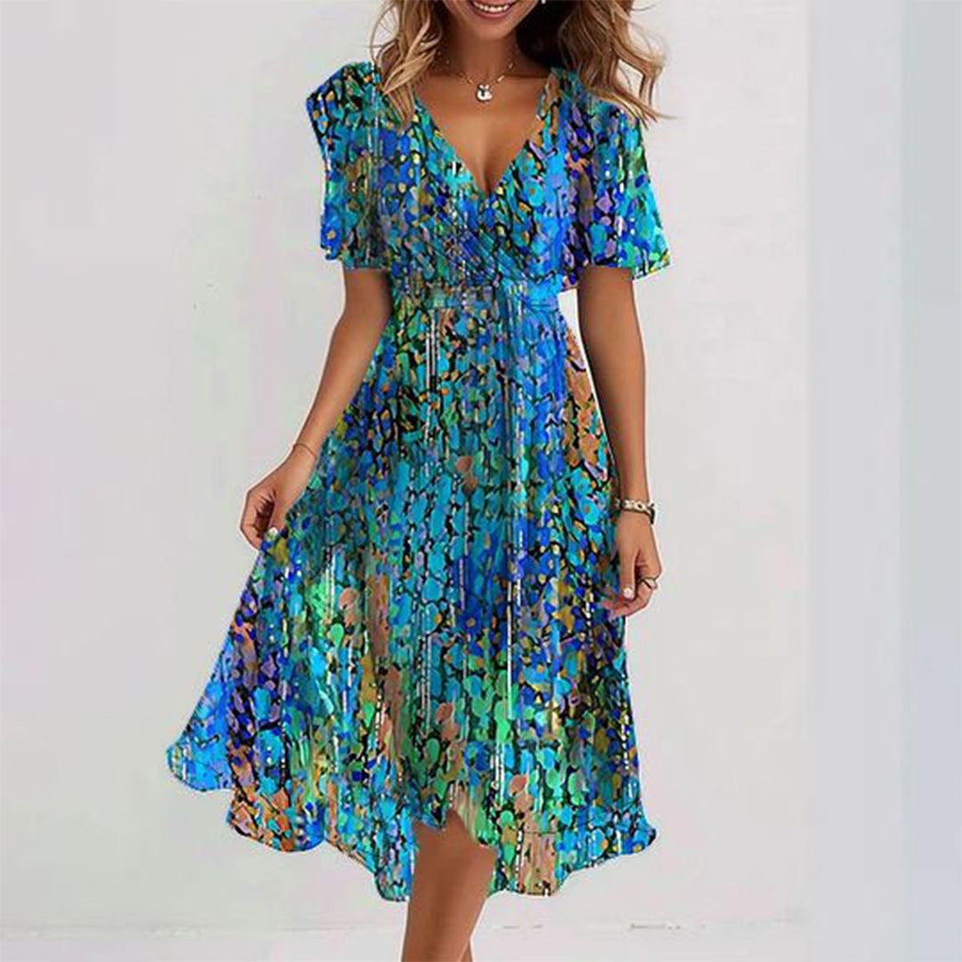 Taylor | Blue Tummy Covering Midi Dress