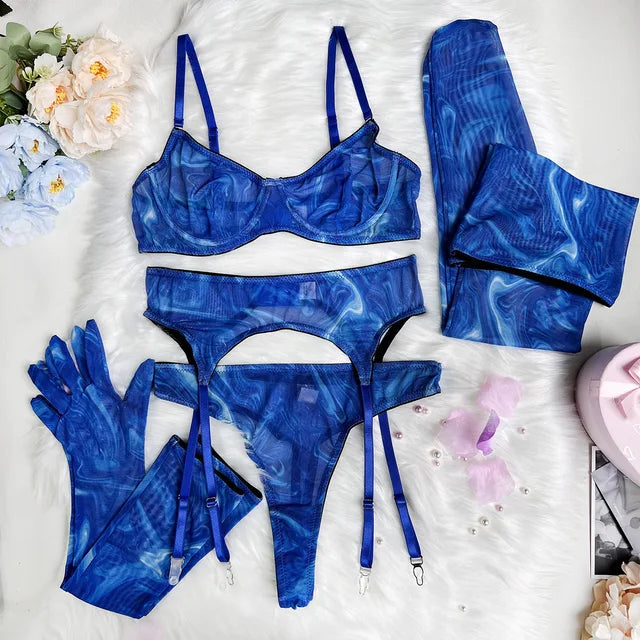 Vanya | 5-Piece Tie Dye Lingerie Set