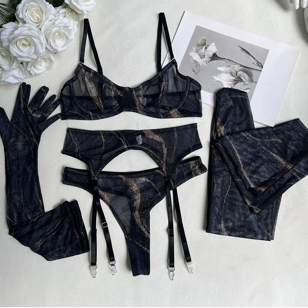 Vanya | 5-Piece Tie Dye Lingerie Set