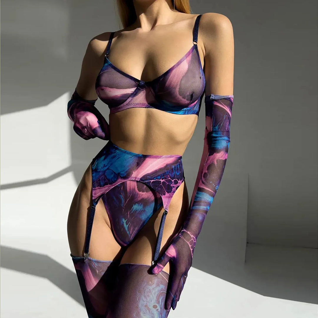 Vanya | 5-Piece Tie Dye Lingerie Set