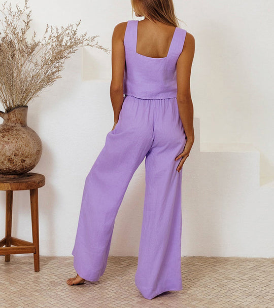 Megan | Minimalist Top and Wide-Leg Pants Set