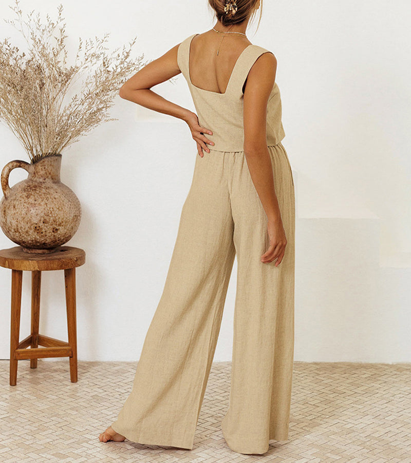 Megan | Minimalist Top and Wide-Leg Pants Set