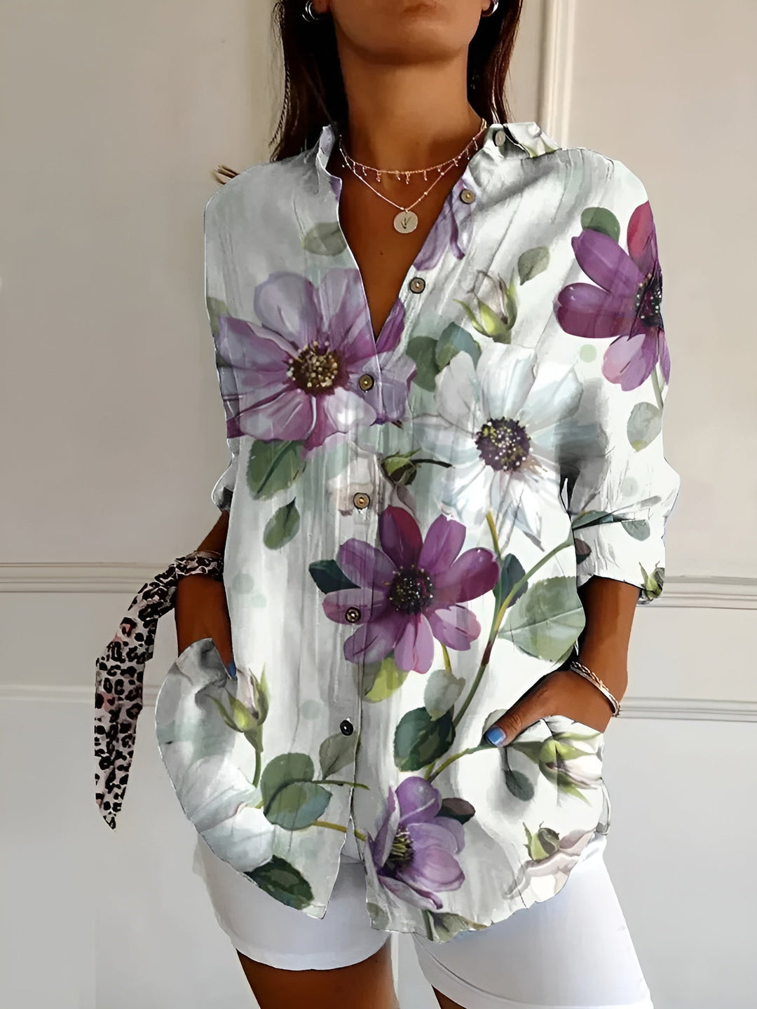 Rhea | Printed Button-Up Shirt